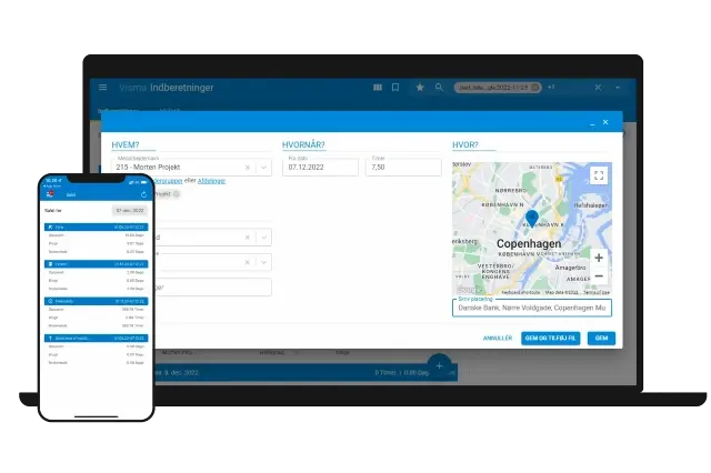 mockup på desktop og phone af tidsregistrering
